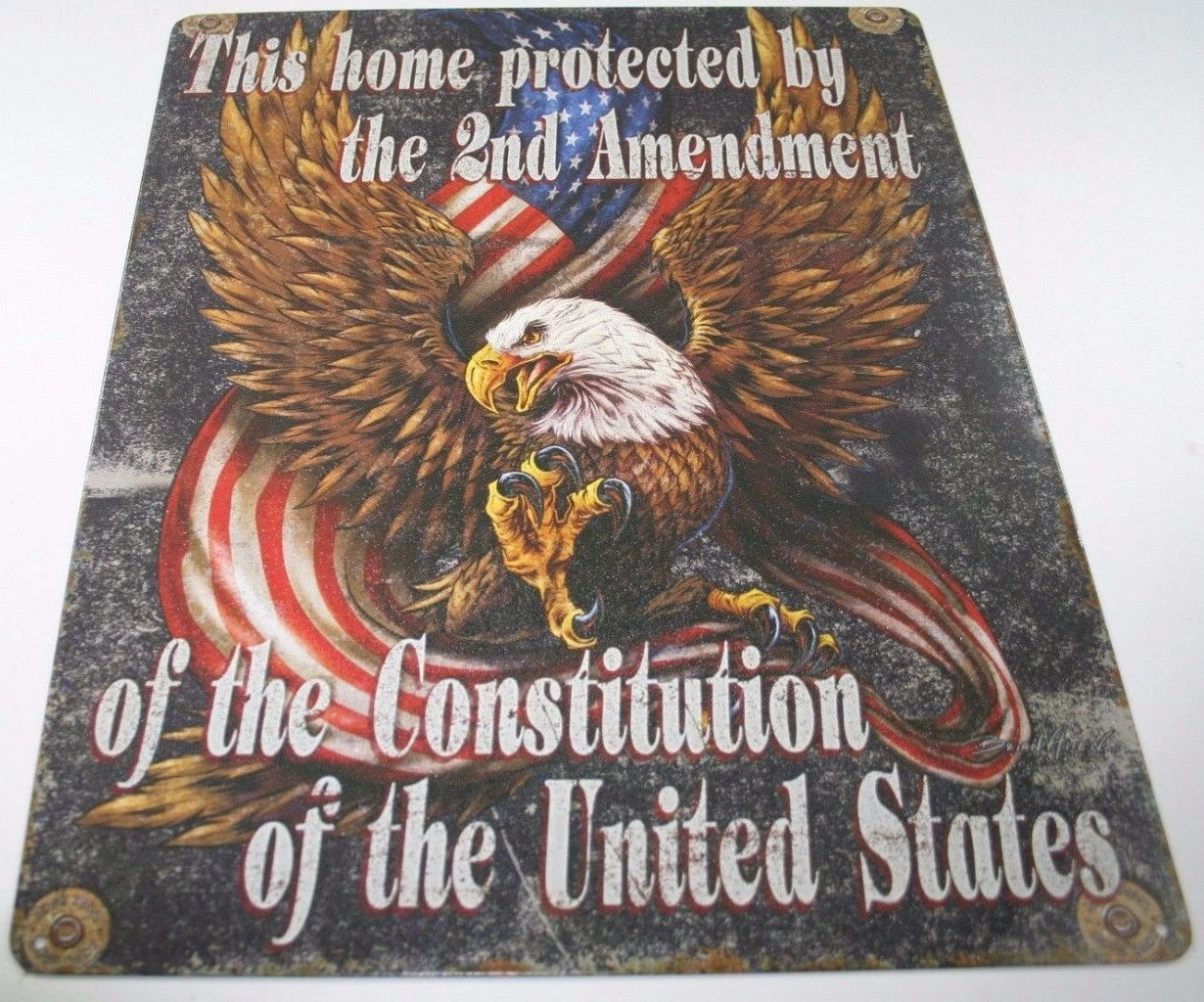 Vintage Replica Tin Metal Sign - 2nd Amendment USA