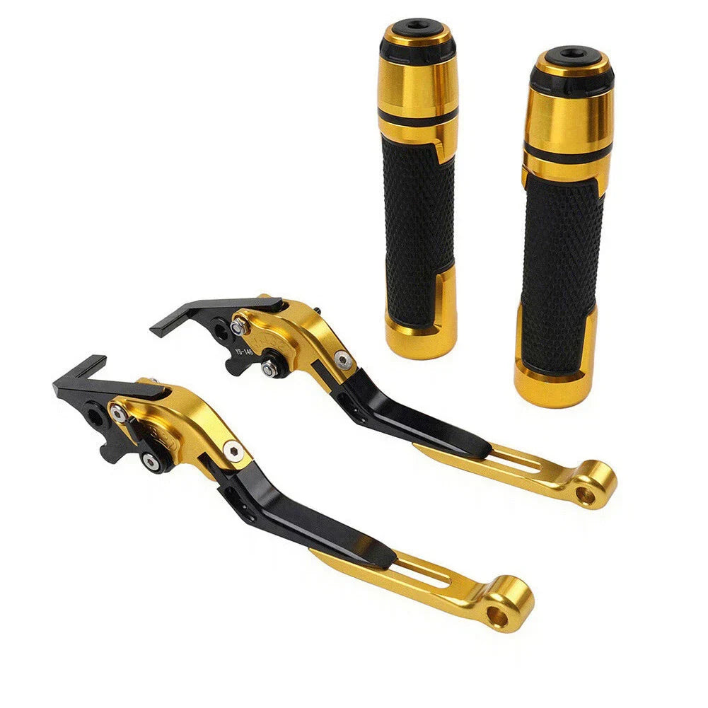 Gold Extendable Brake Clutch Lever Grip Set for Yamaha YZF R1 R6 (2004-2023)