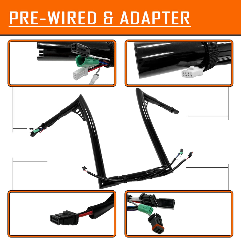 14" Pre-wired Handlebar for Harley Road King FLHR FLHRC (2014–2015)