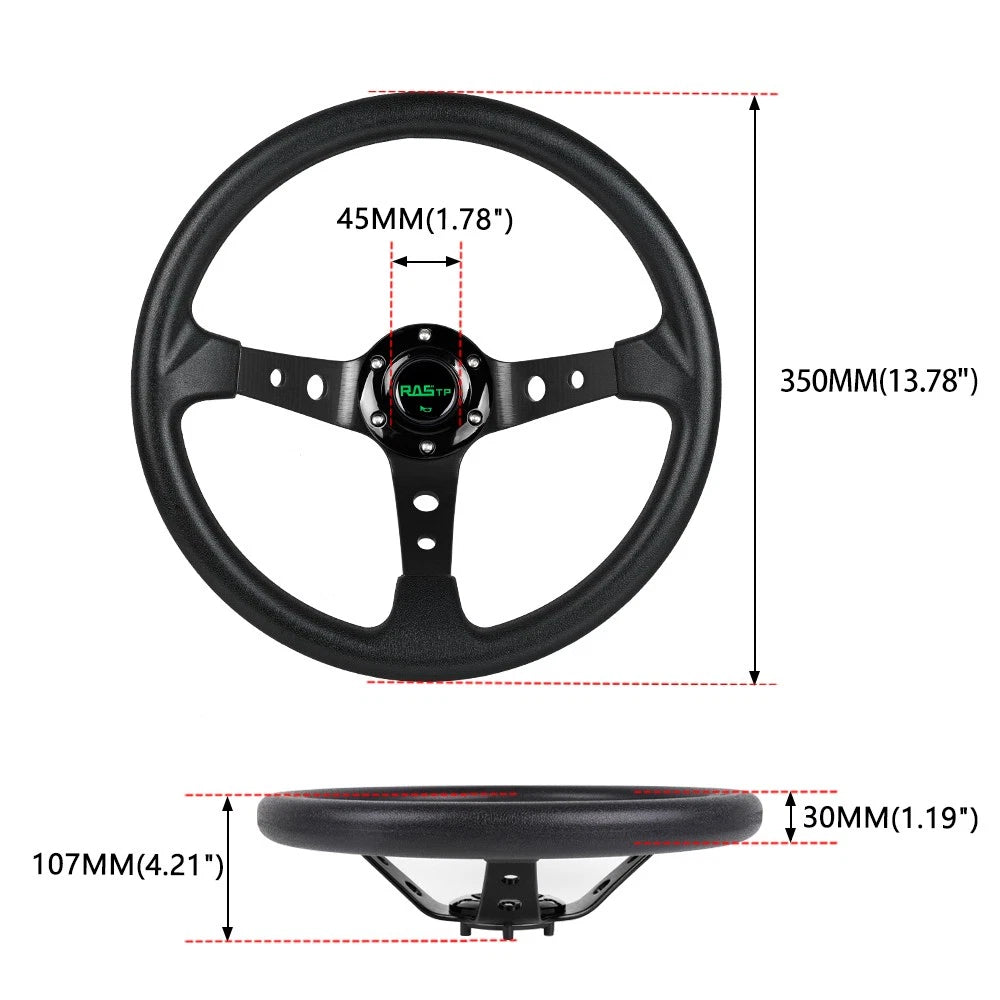 14" Steering Wheel with Quick Release & Hub Adapter 186H for Volkswagen Golf Jetta