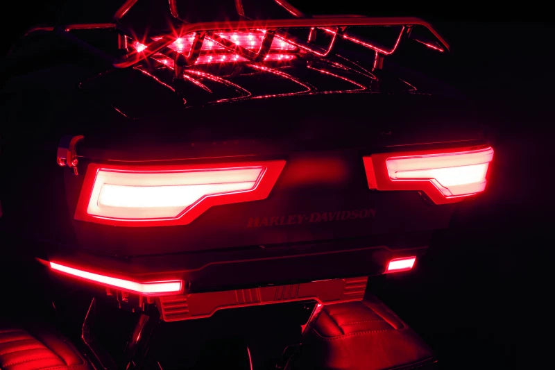 Tracer Tour Pak Rear Lights for Harley Davidson (Chrome, Red Lens)