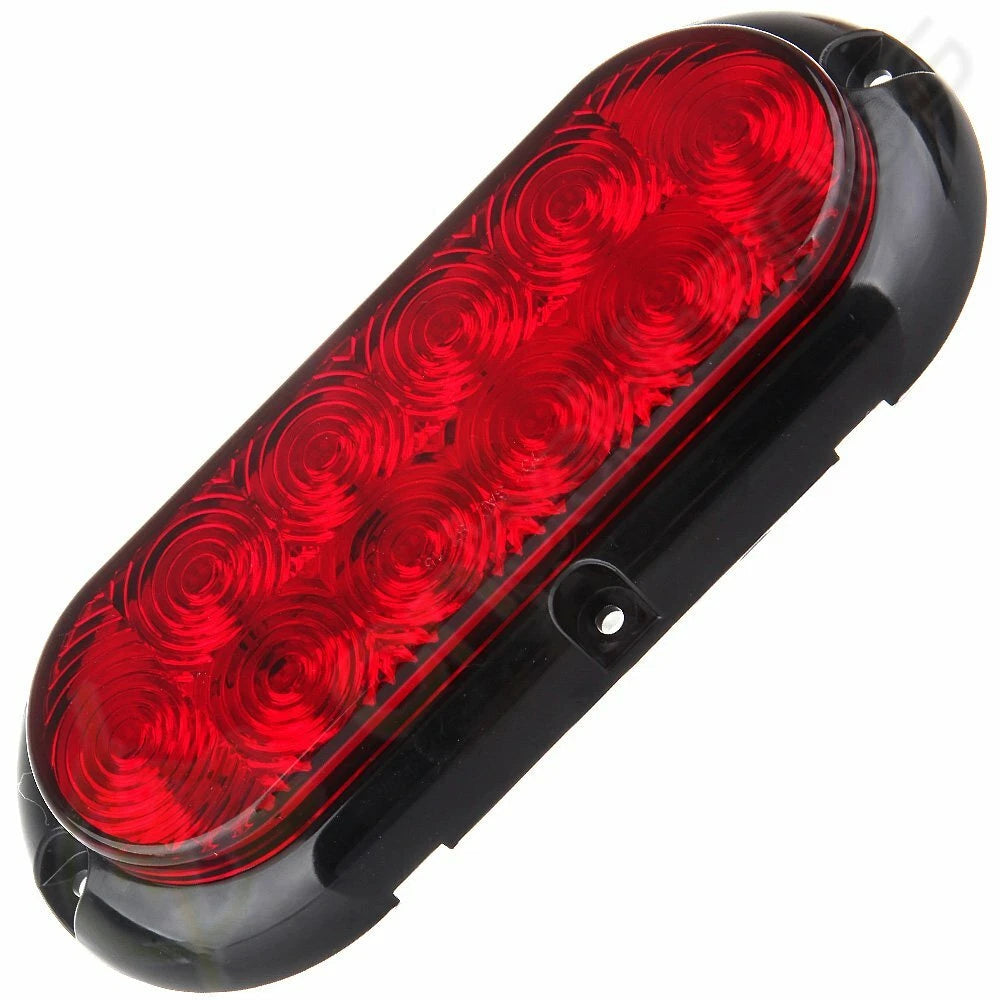 2X 6" Red Oval LED Surface Mount Turn Brake Stop Tail Light for Truck Trailer RV