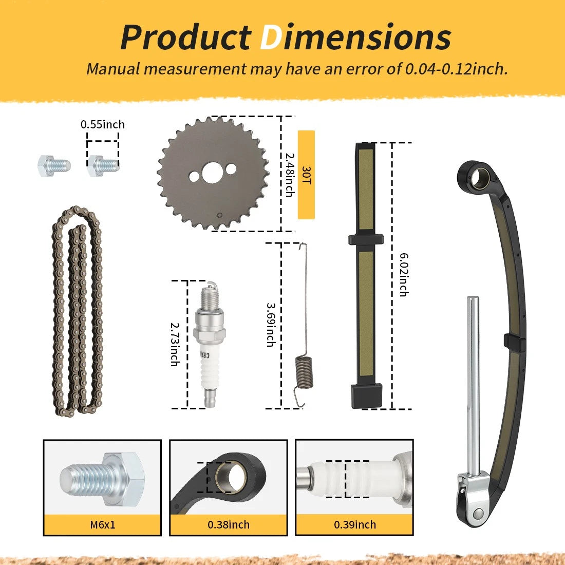 Camshaft Sprocket & Timing Chain Tensioner Guide for Honda CRF100F (2004–2013)