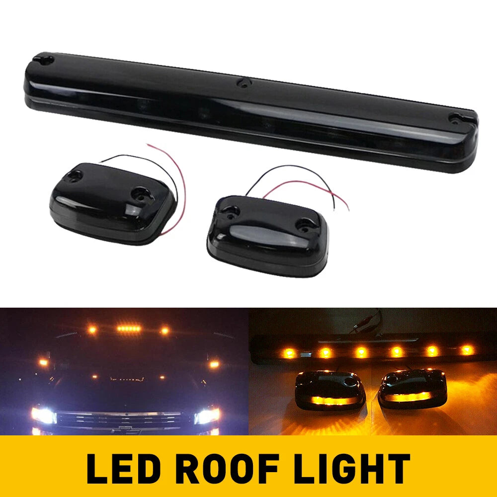 Smoked Lens Amber LED Cab Roof Light Kit for Chevy GMC 2500 3500 HD (2007–2021)