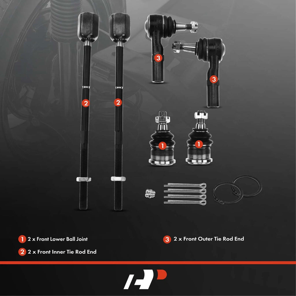 6X Inner & Outer Tie Rod Ends for Ford Taurus (1996-2007)