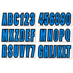 Set of 4 Boat Registration Decal Stickers A-Z & 0-9 Blue