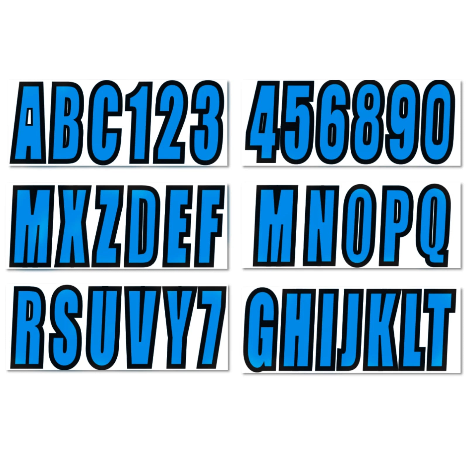Set of 4 Boat Registration Decal Stickers A-Z & 0-9 Blue