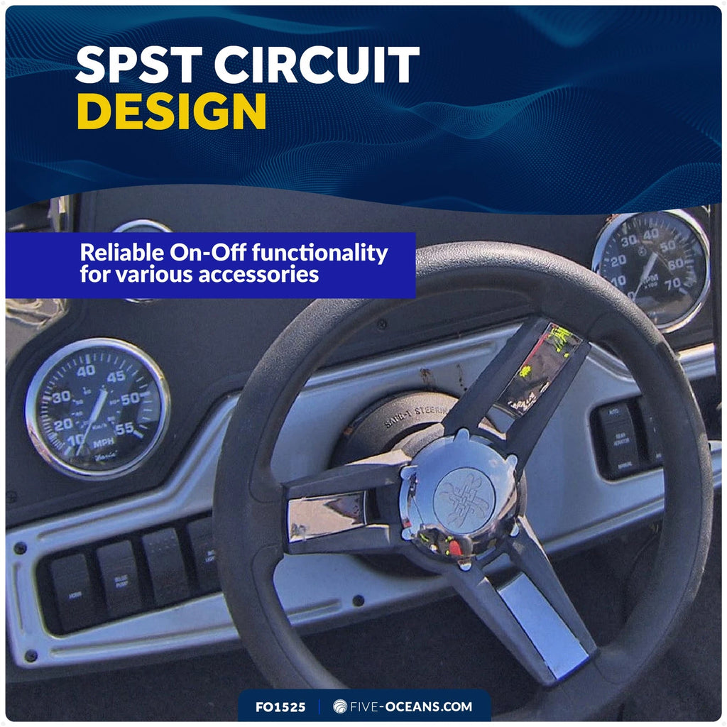 2-Pin On-Off Rocker Switch 25A/12V DC, 15A/24V DC, SPST, IP66 Waterproof