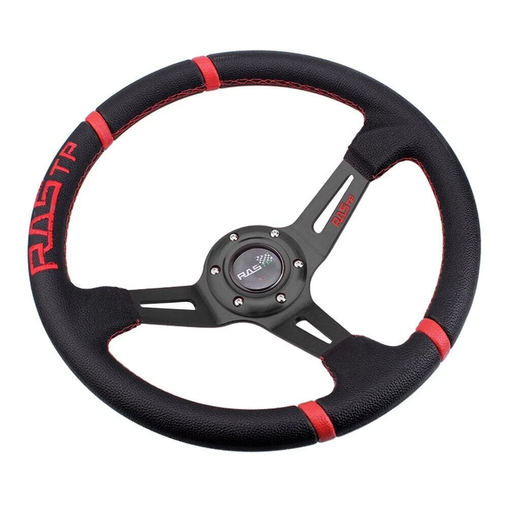 14" Deep Dish Drifting Steering Wheel + Short Hub Adapter Kit for Dodge Jeep (170H)
