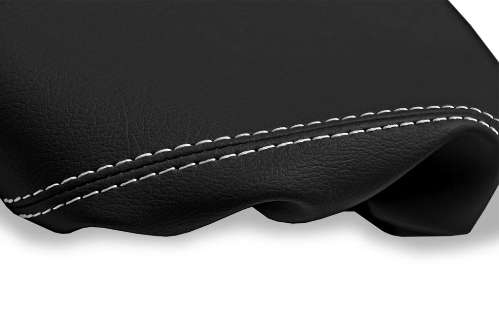 Leather Console Lid Pull Over Seat Cover for Ford F250 (1999–2010) White Stitch