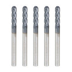 Set of 5 End Mills 1/8" 4 Flute Ball Nose Carbide