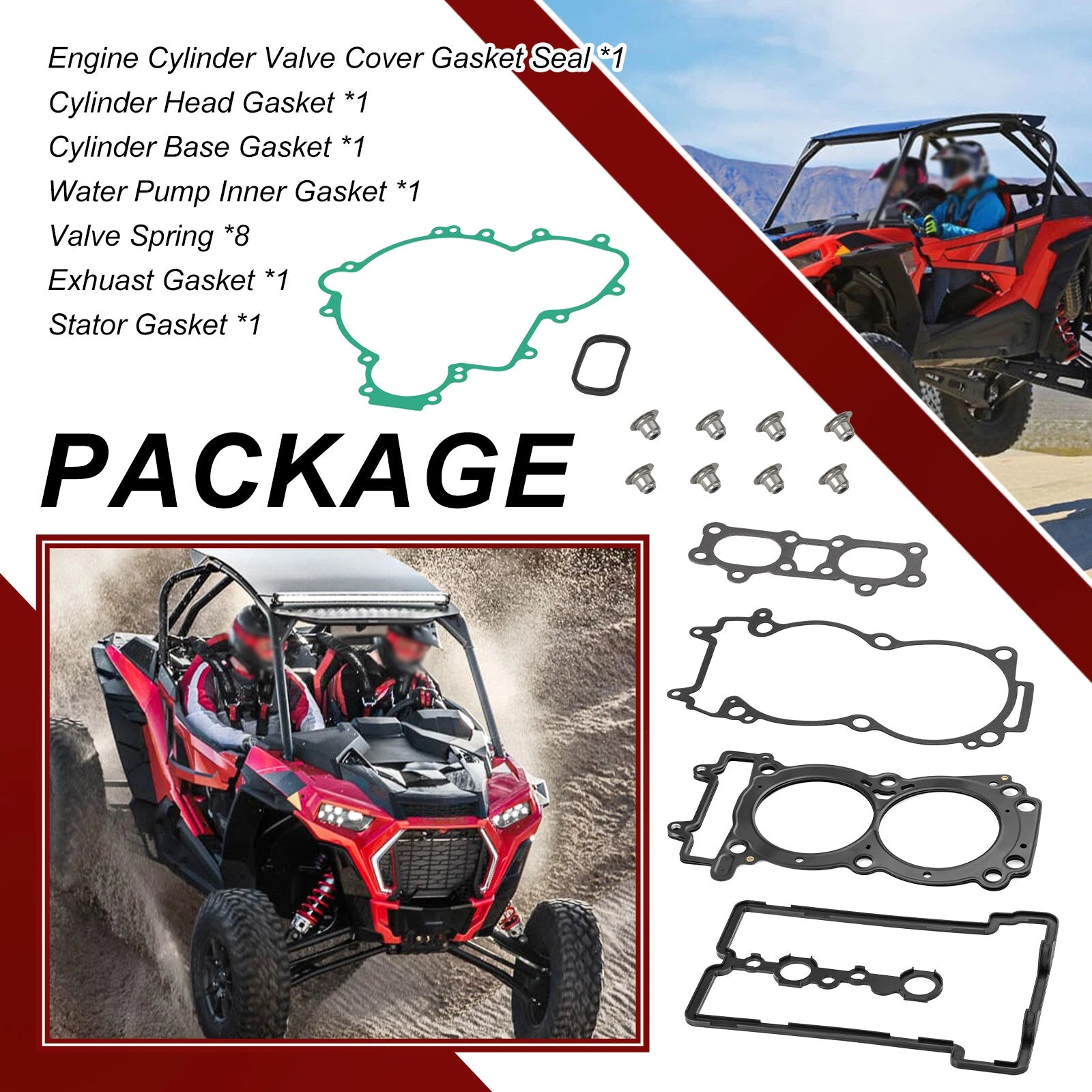 Engine Cylinder Head Gasket Rebuild Kit & Seal for Polaris RZR Turbo S (2020–2021)