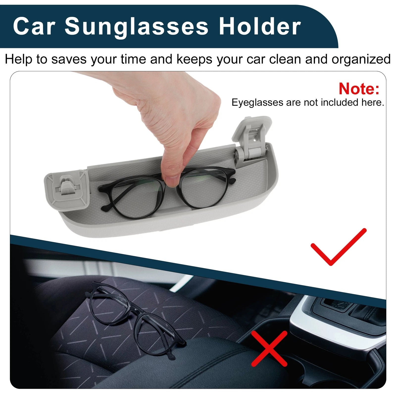Sunglasses Case for Toyota Prado (2021–2023) Eyeglasses Holder Storage Box Grey