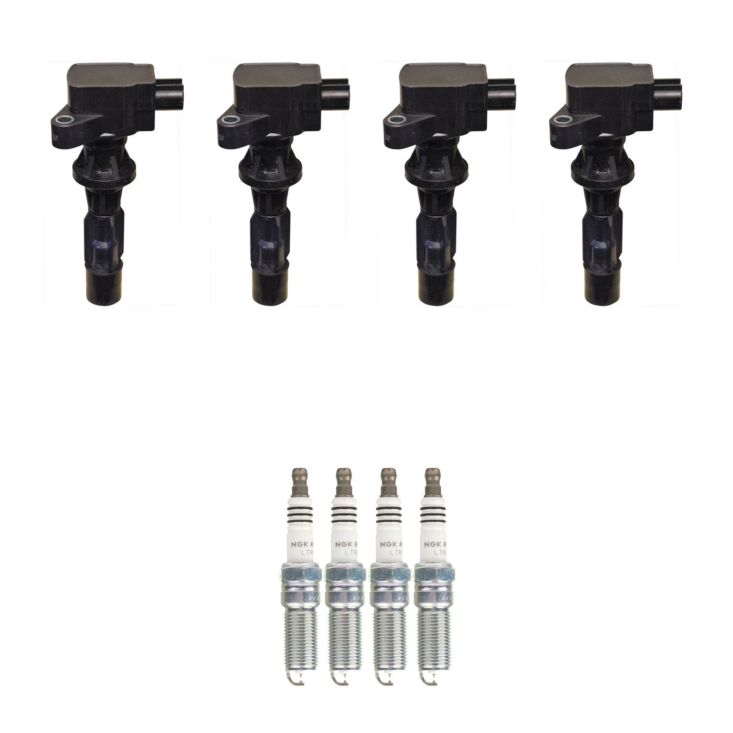Set of 4 Ignition Coils & NGK Ruthenium HX Spark Plugs for Fusion Milan (2006–2012)
