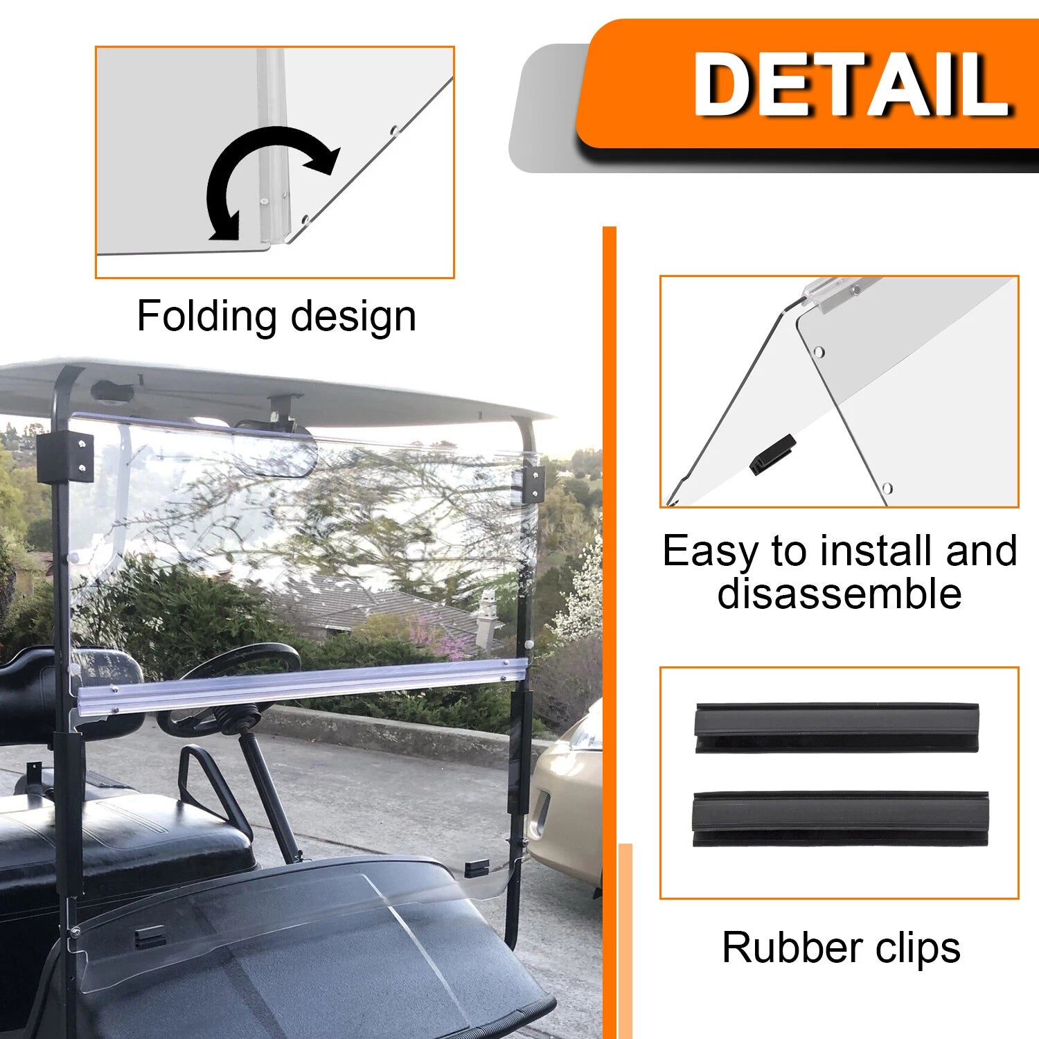 Folding Clear Windshield for EZGO TXT & Medalist (1994–2014)