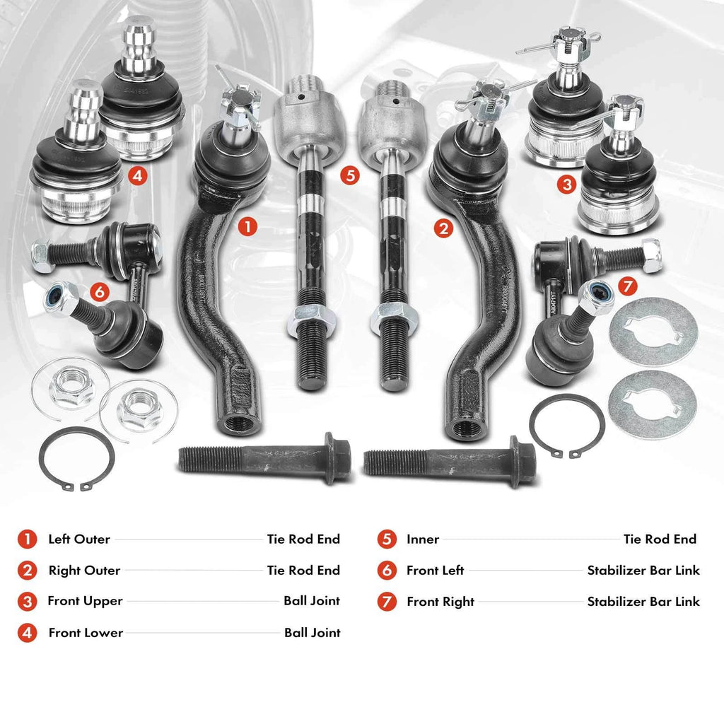 10x Front Ball Joints & Sway Bar Tie Rods for Nissan Frontier Pathfinder