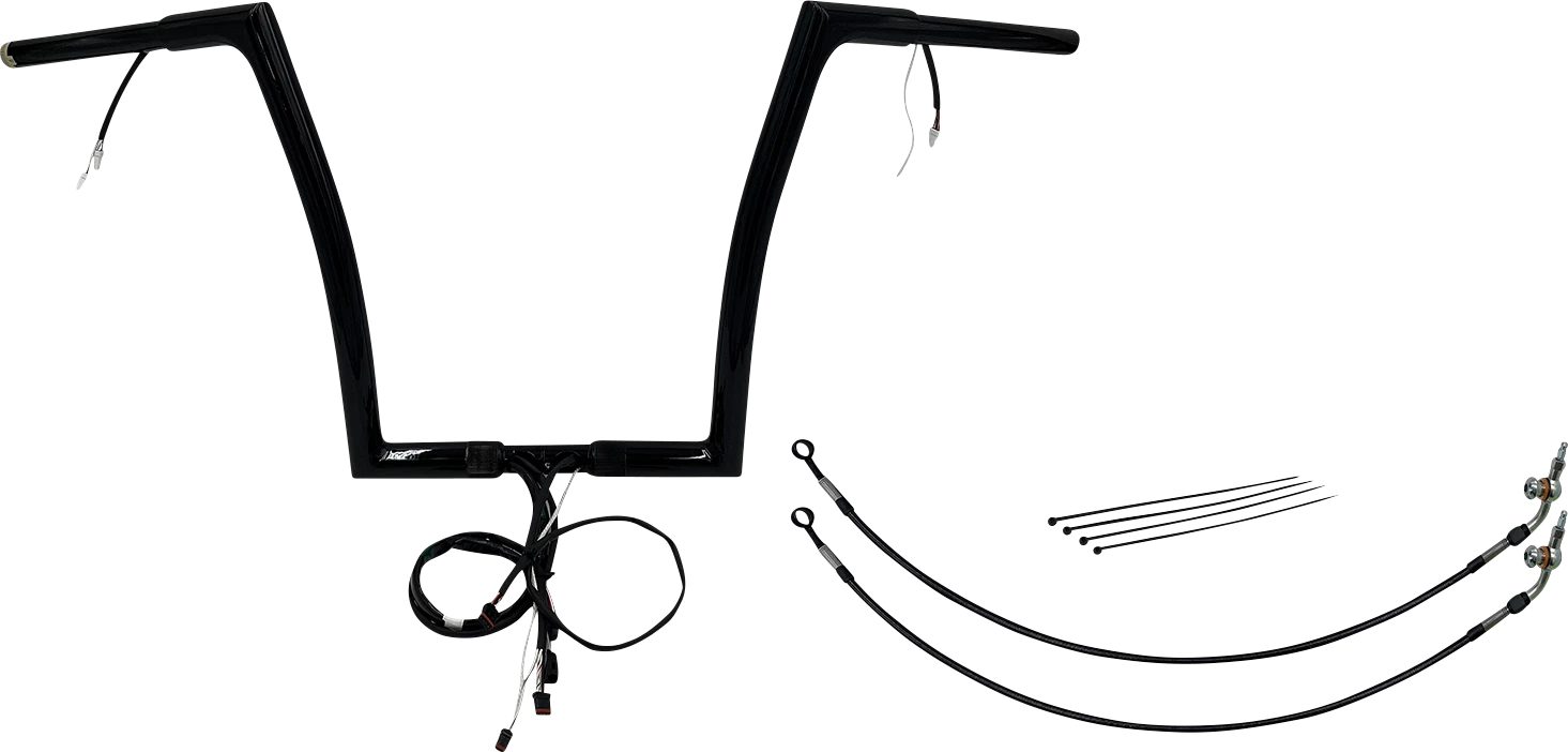 1-1/4" Flat Top Handlebar Kit for Harley Davidson (EZ Install, 14", Black)