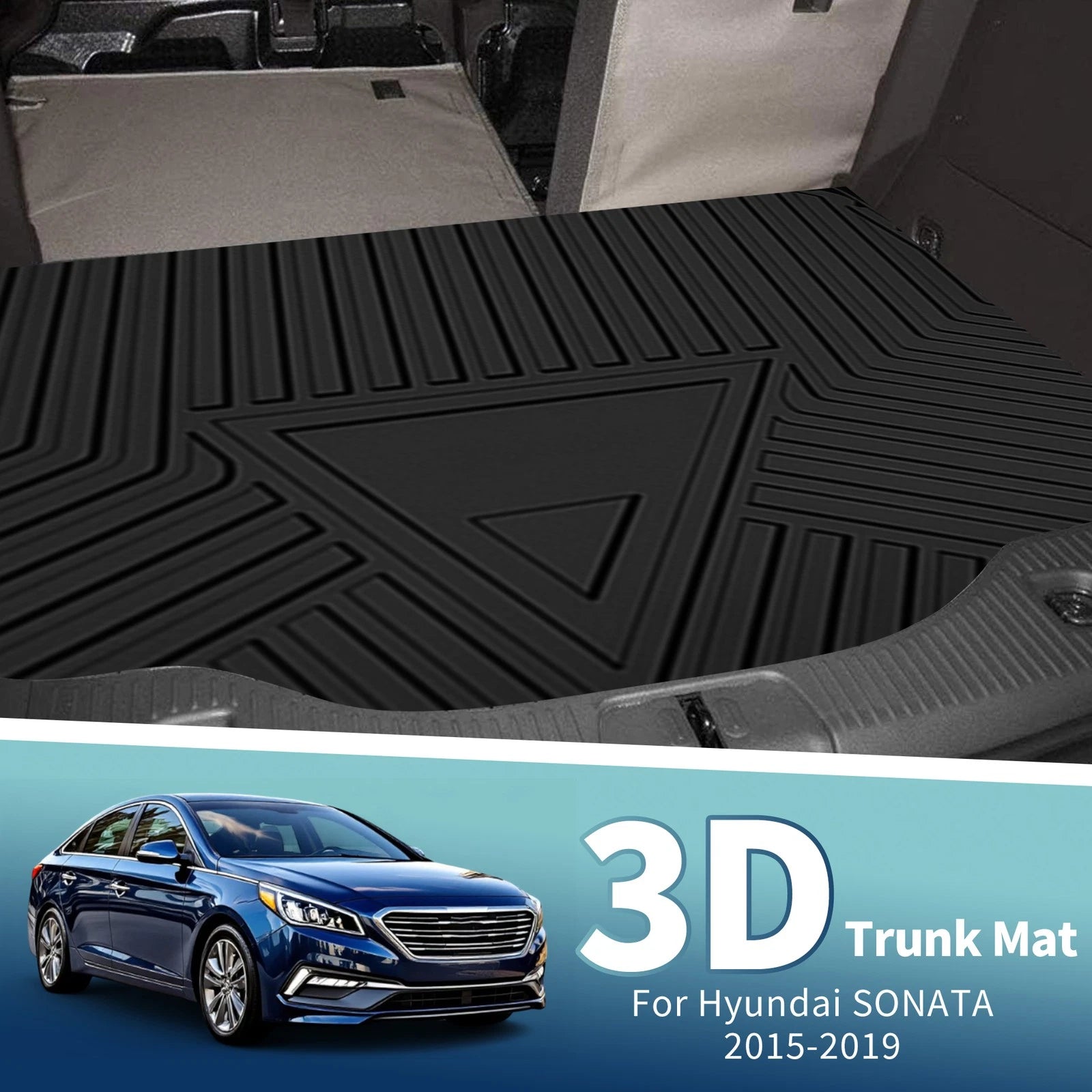 Flat Face Cargo Liner Rear Trunk Mat for Hyundai Sonata (2015–2019) TPE
