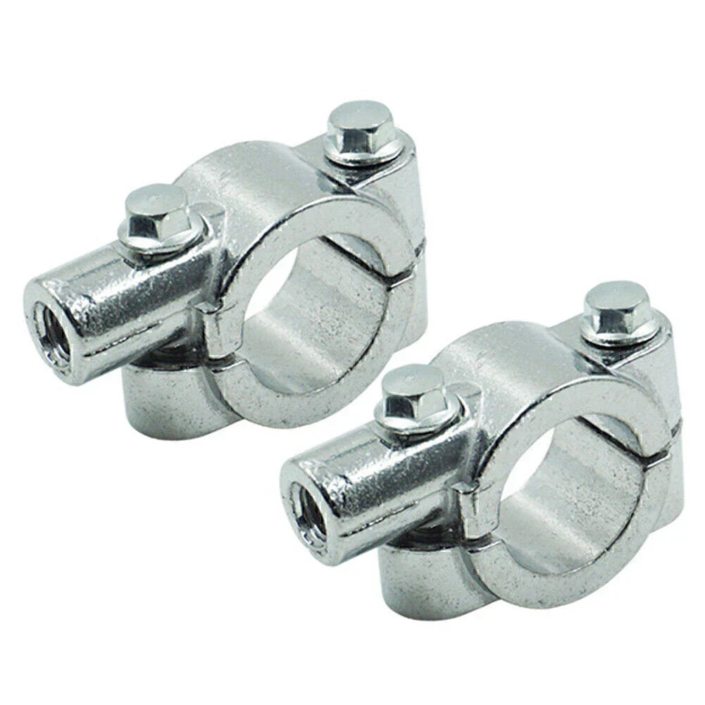 25MM M8 Motorcycle Silver Handlebar Mirror Mount Clamp Adaptor