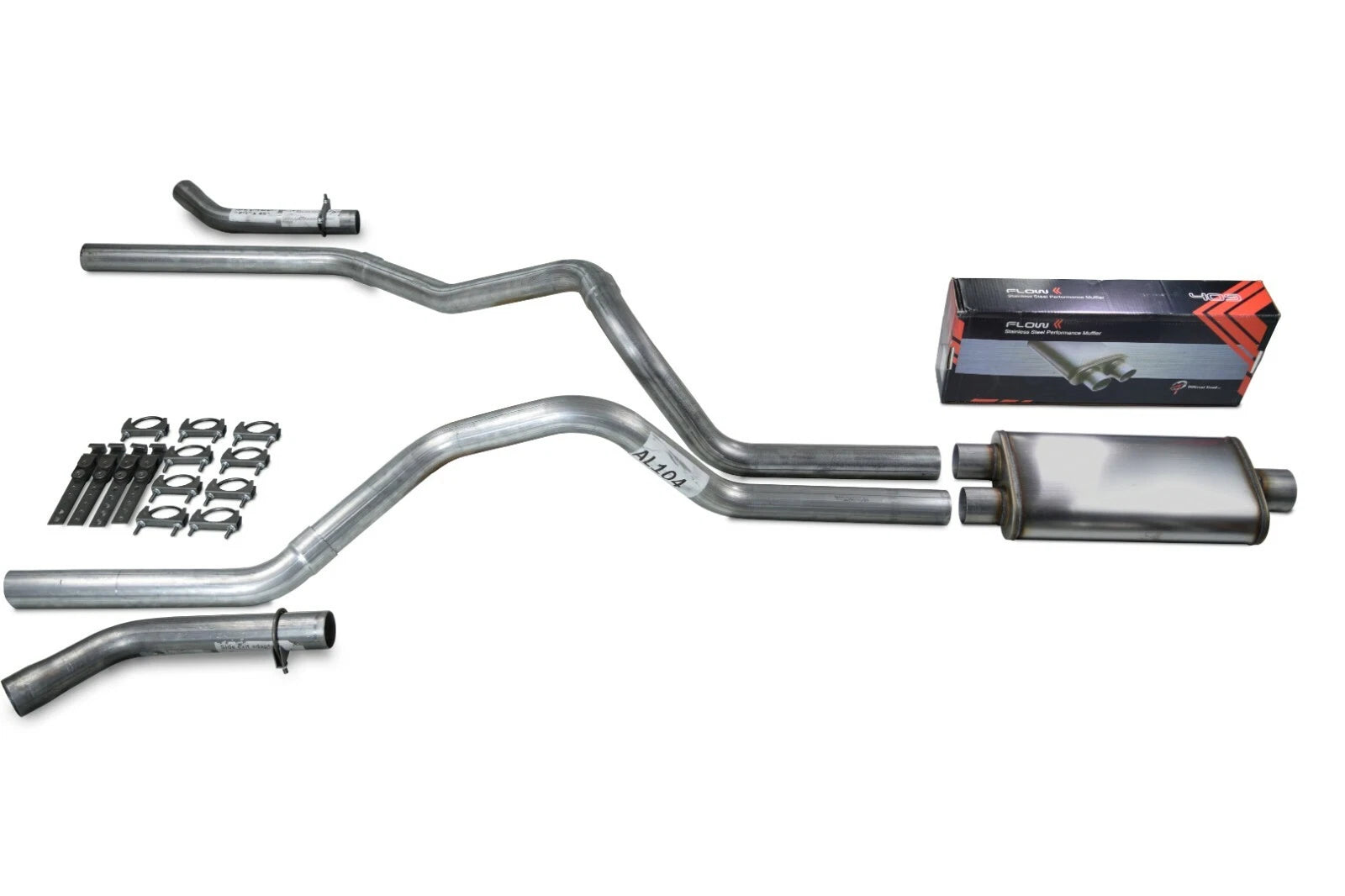 Dual Exhaust Kit for Chevy GMC 1500 (1996–1999) - 2.5" Flow II Stainless Muffler