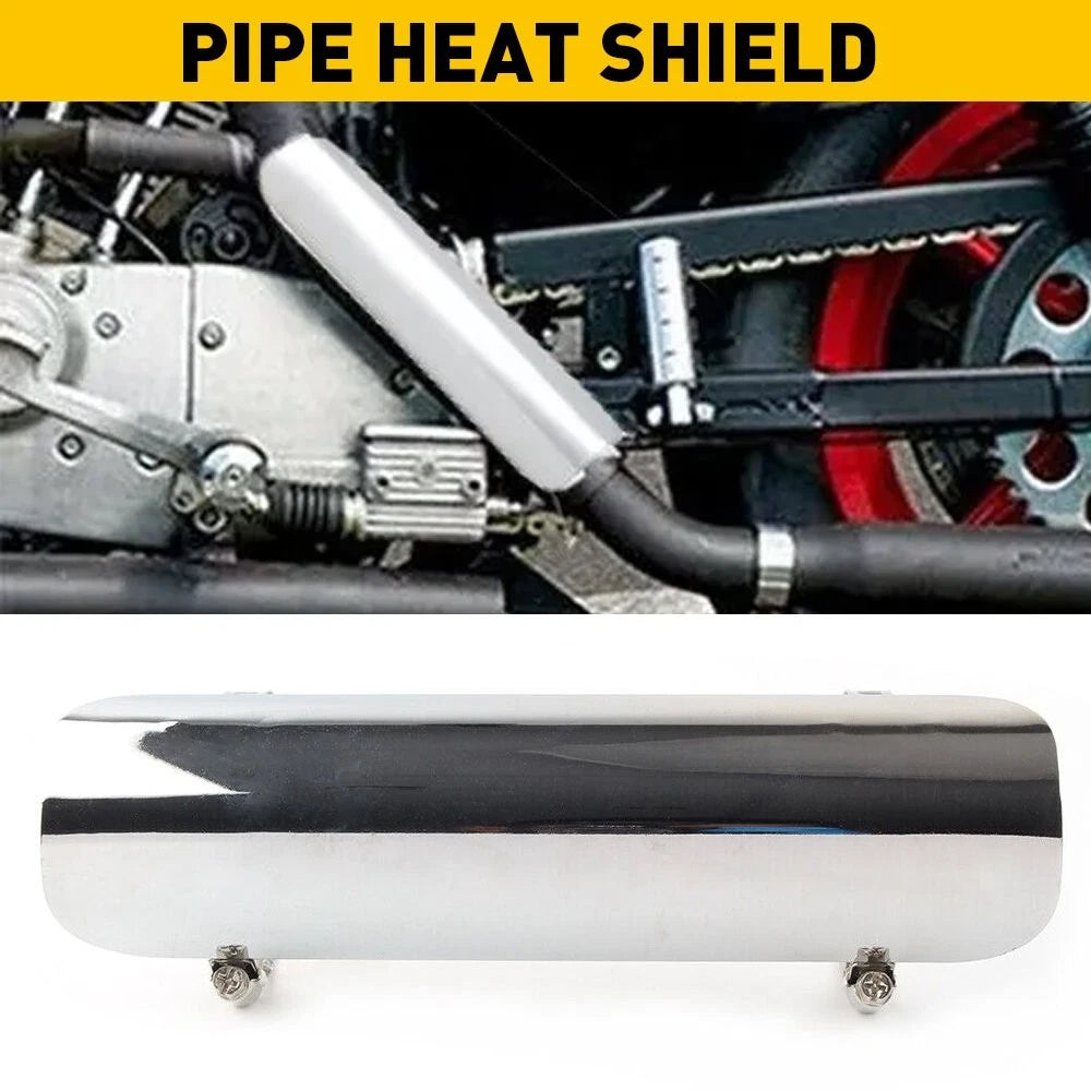 Exhaust Muffler Pipe Heat Shield Cover for AUXITO Motorcycle (Chrome)