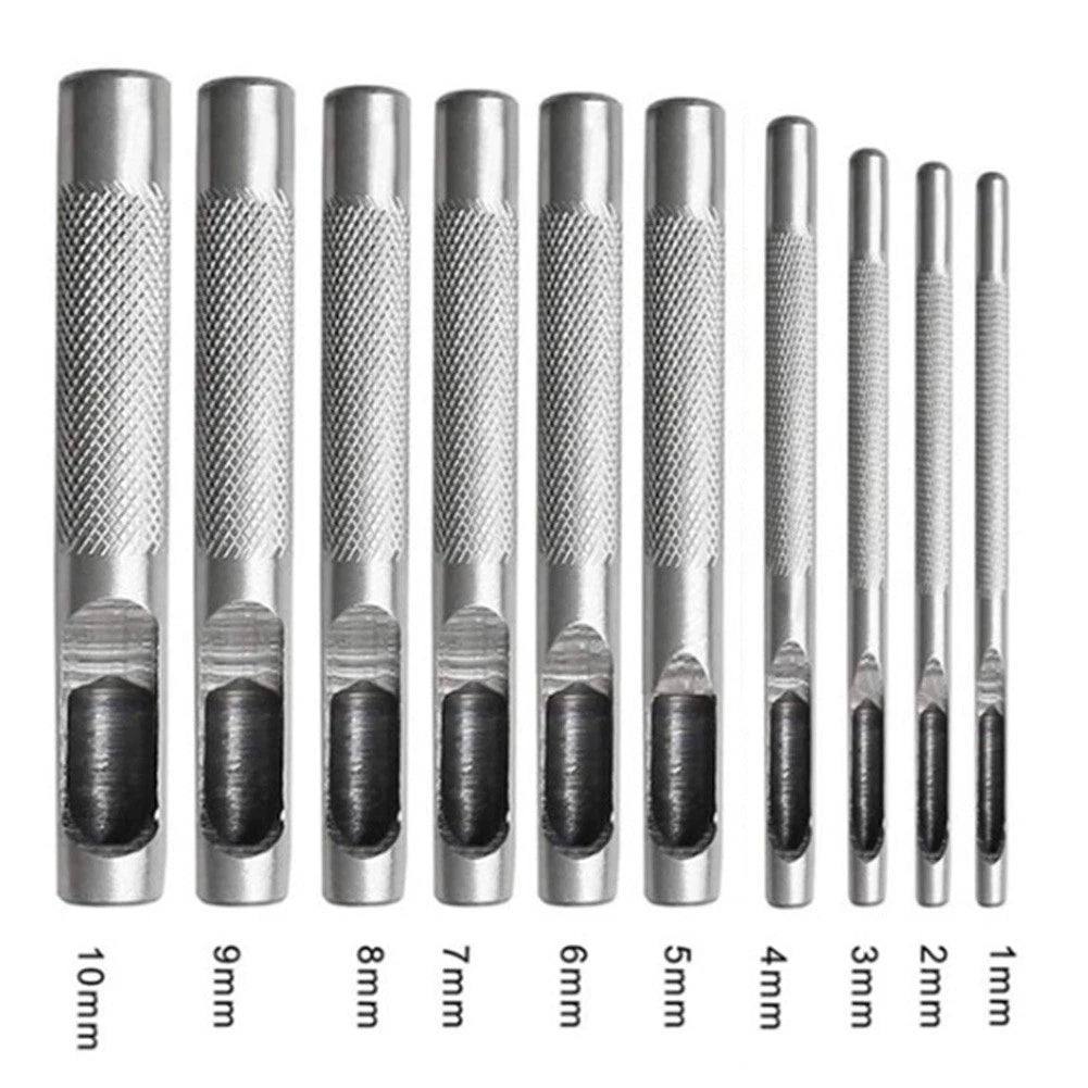 10pcs Leather Craft Hollow Drilling Puncher Set with Steel Punches