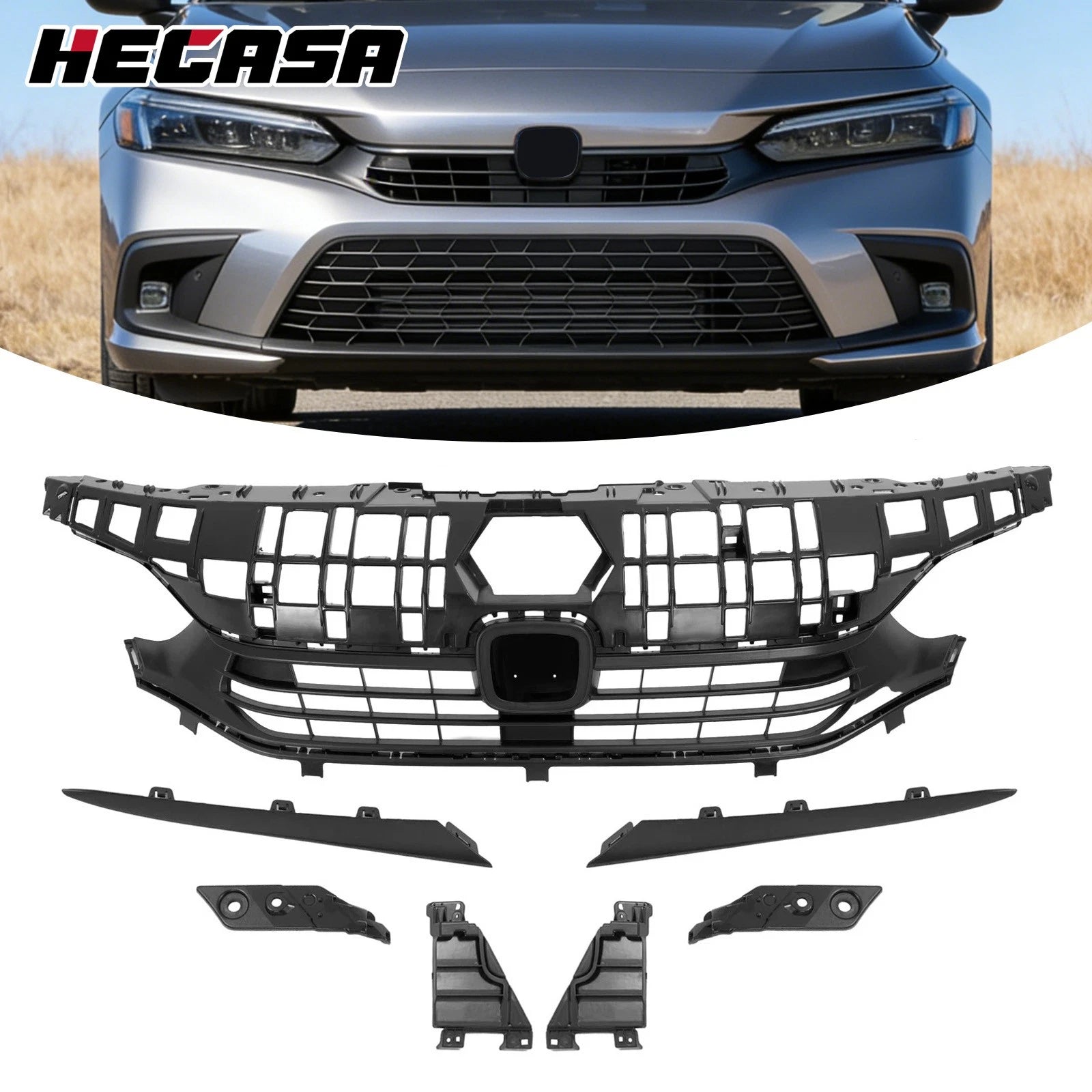 Front Bumper Upper Grille Kit for Honda Civic Sport Sedan (2022–2023)