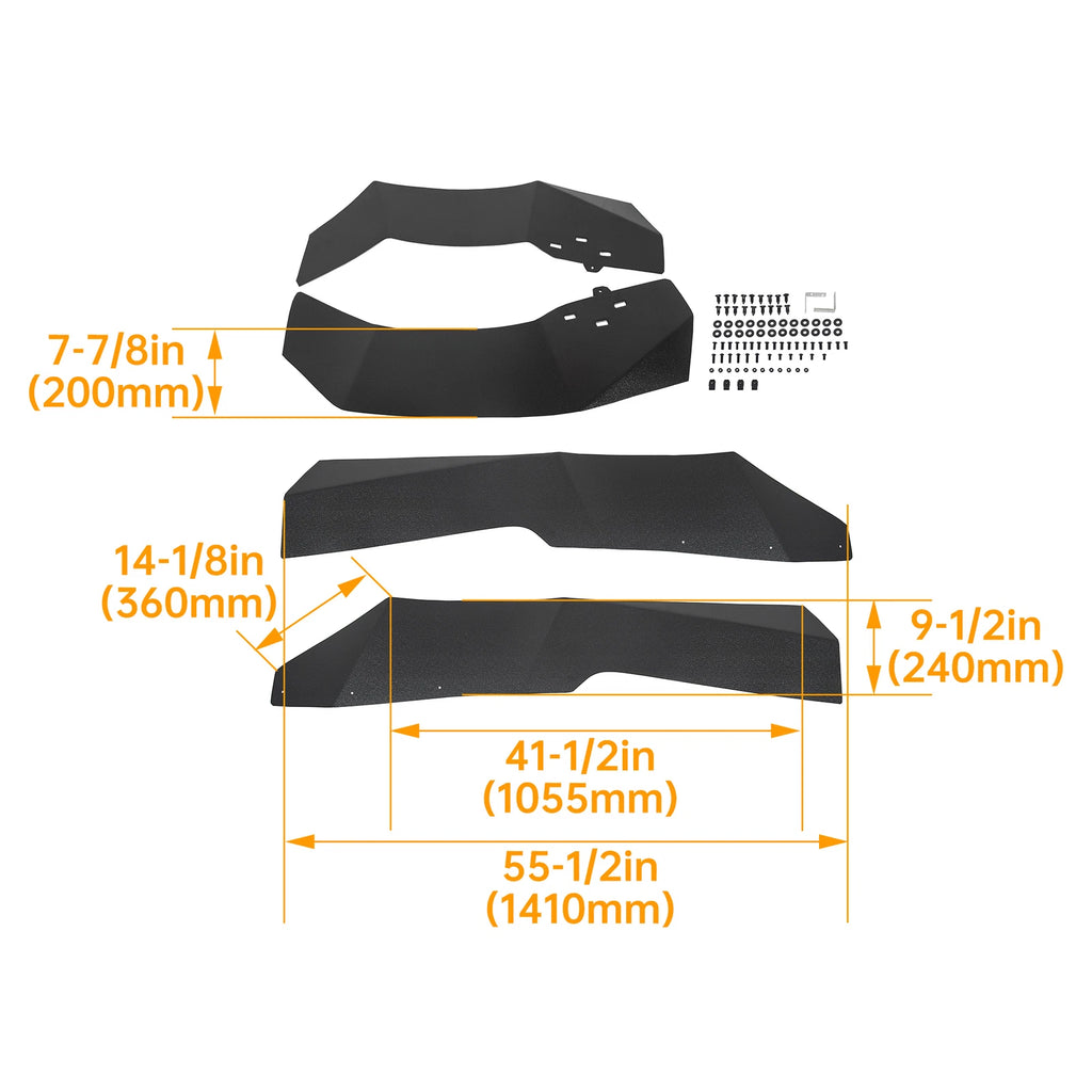 Set of 4 Extended Fender Flares Mud Flaps for Polaris RZR XP 1000 (2014–2022)
