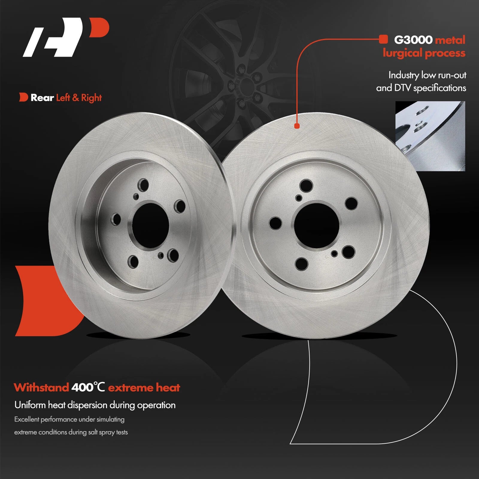 Rear Disc Brake Rotors & Ceramic Pads for Toyota Corolla (2019–2022)
