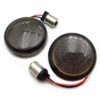 2X 1156 Front LED Turn Signal Light Amber w/ Smoke Cover for Harley Davidson