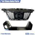 Set of 2 Front Upper Grille with Lower Trim Chrome for Nissan Versa (2020–2021)