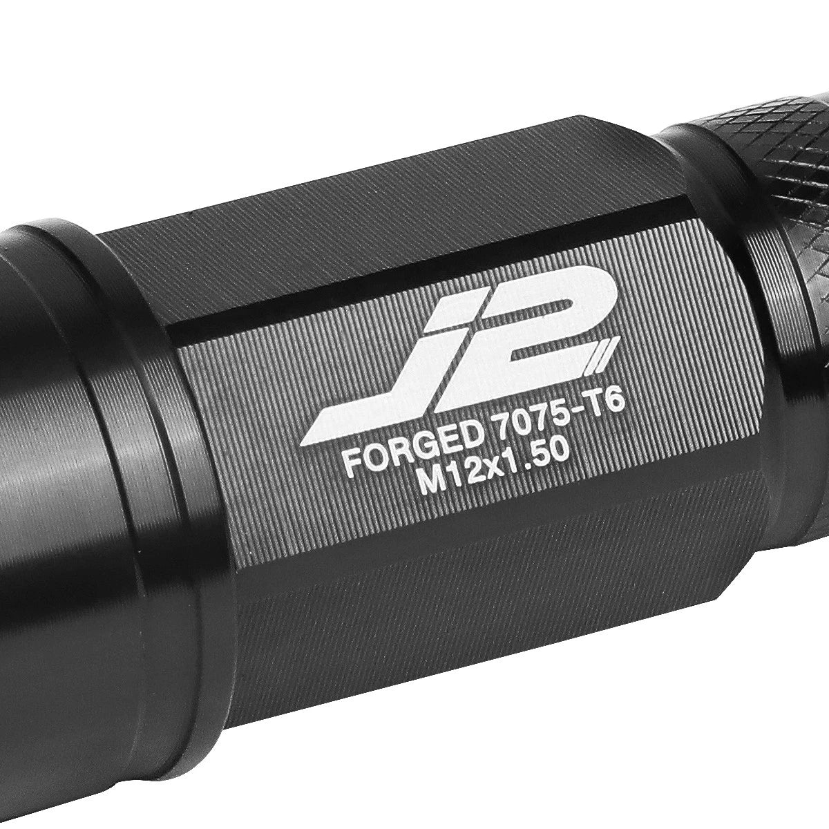 Set of 20 J2 7075 Forged Aluminum M12x1.5 Open-End Lug Nuts w/Adapter Black
