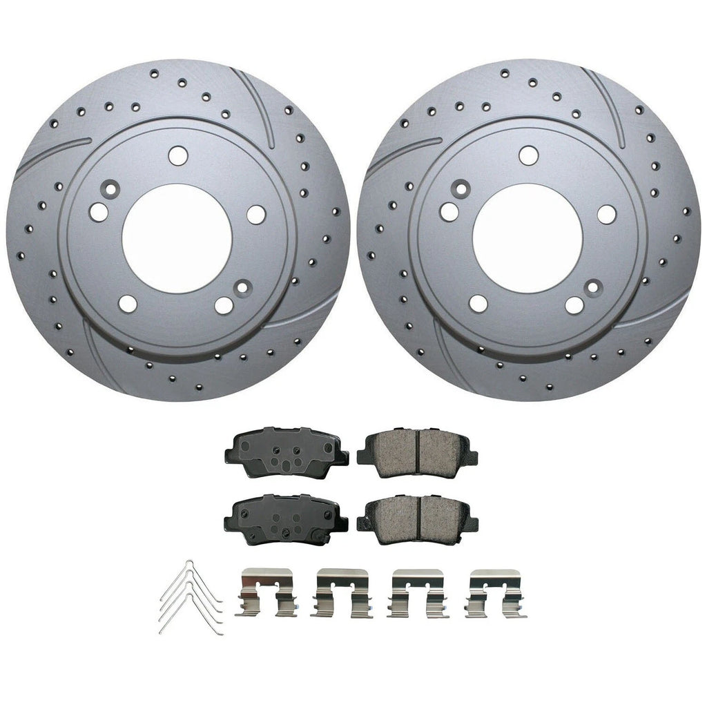 Rear Brake Kit Set of 4 Drilled Rotors Akebono Ceramic Pads for Elantra GT (2013–2017)