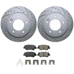 Rear Brake Kit Set of 4 Drilled Rotors Akebono Ceramic Pads for Elantra GT (2013–2017)