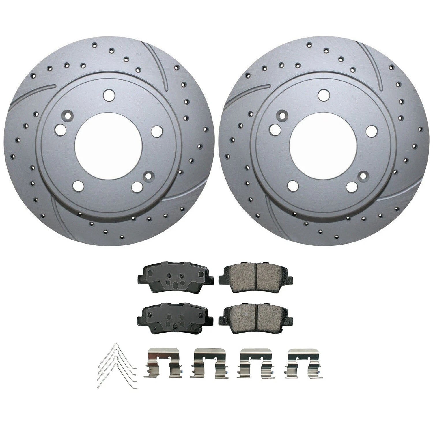 Rear Brake Kit Set of 4 Drilled Rotors Akebono Ceramic Pads for Elantra GT (2013–2017)
