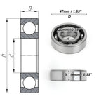 Deep Groove Ball Bearing 20x47x14mm for Scooter Skateboard (Single)
