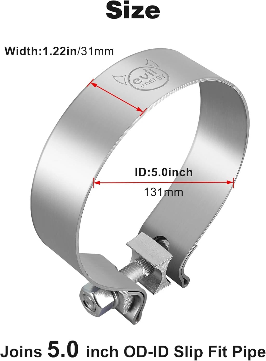 4PCS Exhaust Clamp for Universal Fit (5" Inch, T304 Stainless Steel)