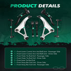 Set of 8 Front Lower Control Arm Ball Joints Tie Rod End for Nissan Altima (2015–2018)