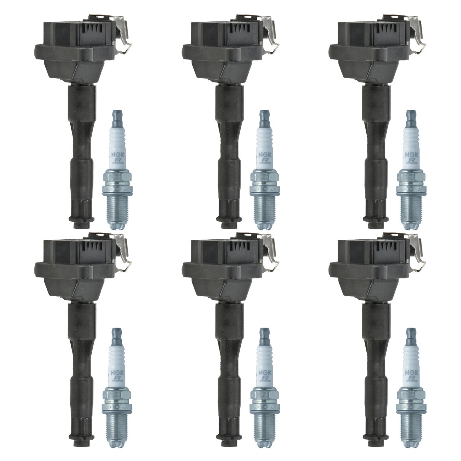 Set of 6 Ignition Coils & NGK Laser Platinum Spark Plugs for A6 320i 530i