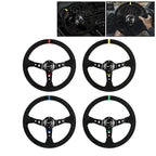 14-Inch Deep Dish Suede Leather Steering Wheel for Universal Fit (Racing)
