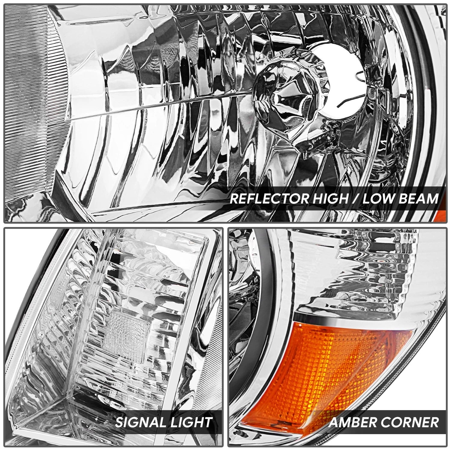 Left Driver Side Chrome Housing Headlight Lamp for Toyota Tacoma (2005–2011)