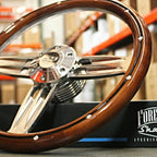 Steering Wheel Horn Bowtie Polished Dark Wood for 1960–1969 Chevy Pickup