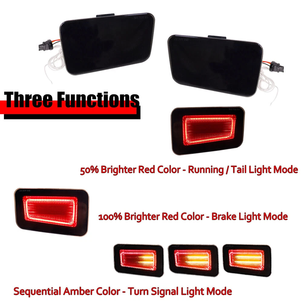 2X Smoked LED Rear Bumper Reflector Lights for Hummer H2 (2005–2009)