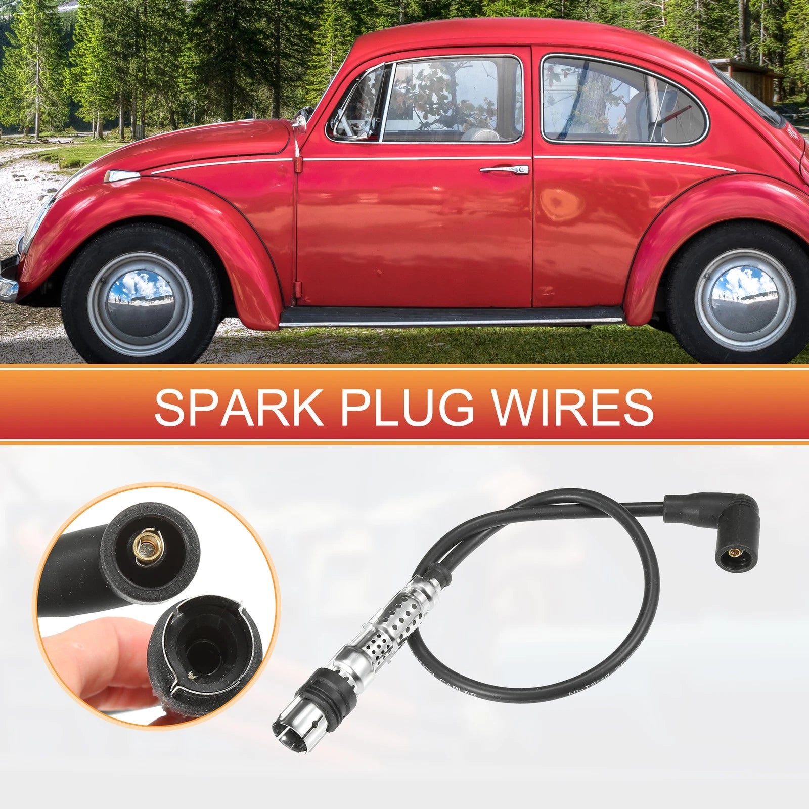 Set of 4 Spark Plug Wires for VW Beetle Golf Jetta (06A905409F)