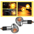 2Pcs LED Bullet Turn Signal Lights Clear Amber Chrome for Yamaha Motorcycle