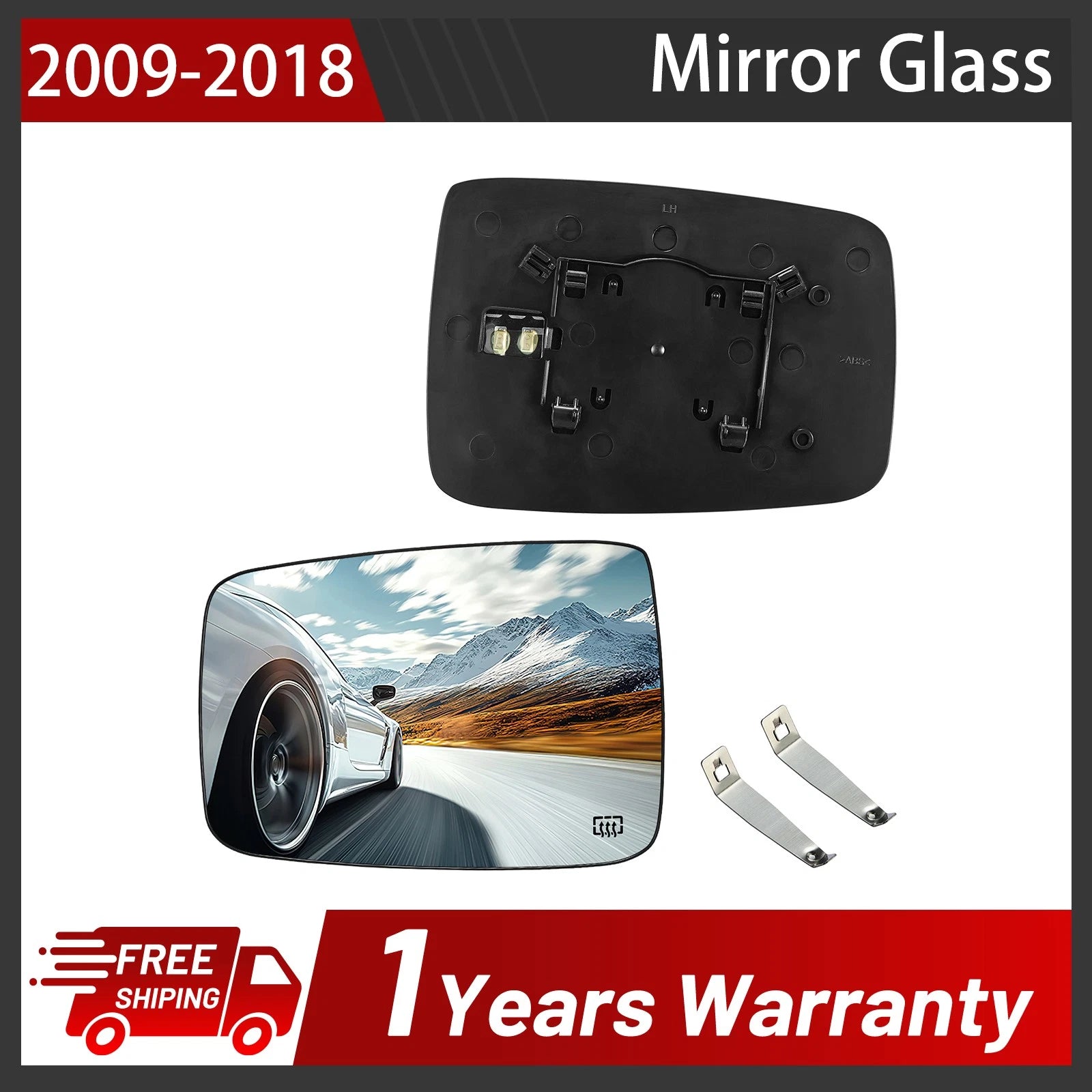 Mirror Glass Set for Dodge Ram 1500 (2009–2018) Power Heated, Rear Left Side