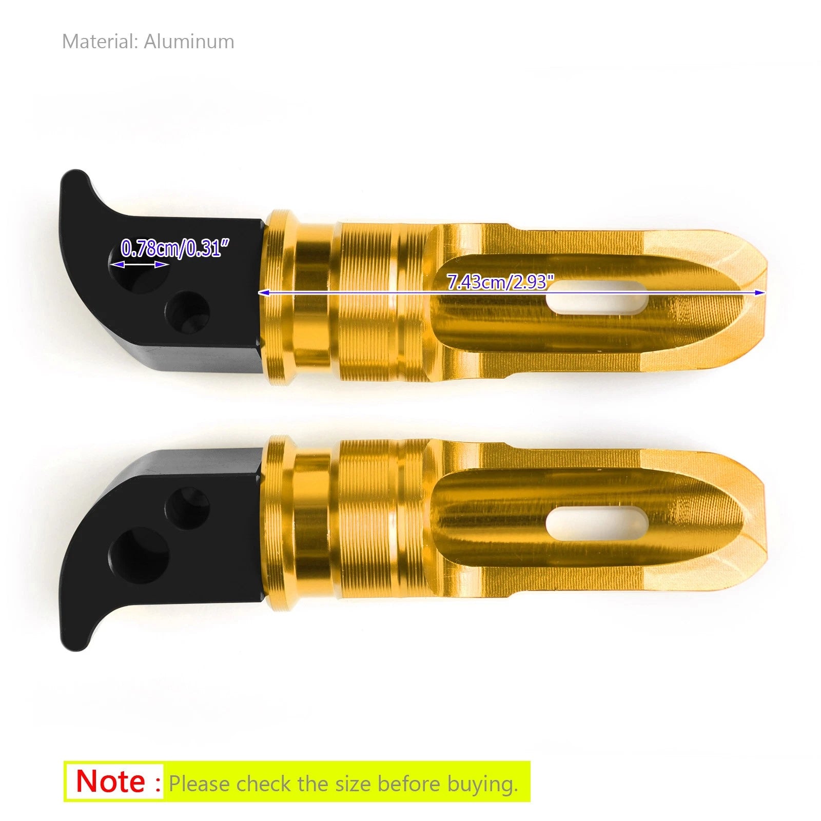Rear Foot Pegs for Yamaha XJR1300, 1200, Tracer 900, YZF R3, R25, MT10, MT09 (2015–2023) - Gold