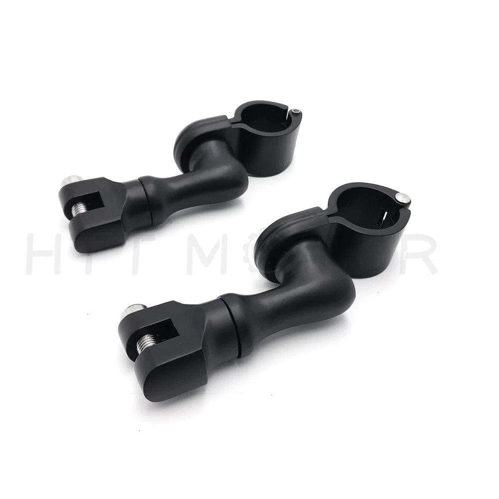 Black Short Angled Highway Peg Mounting for 1-1/4" Engine Guard