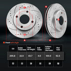Front Drilled Disc Brake Rotors + Pads for Hyundai Accent Kia Rio (2012–2017)