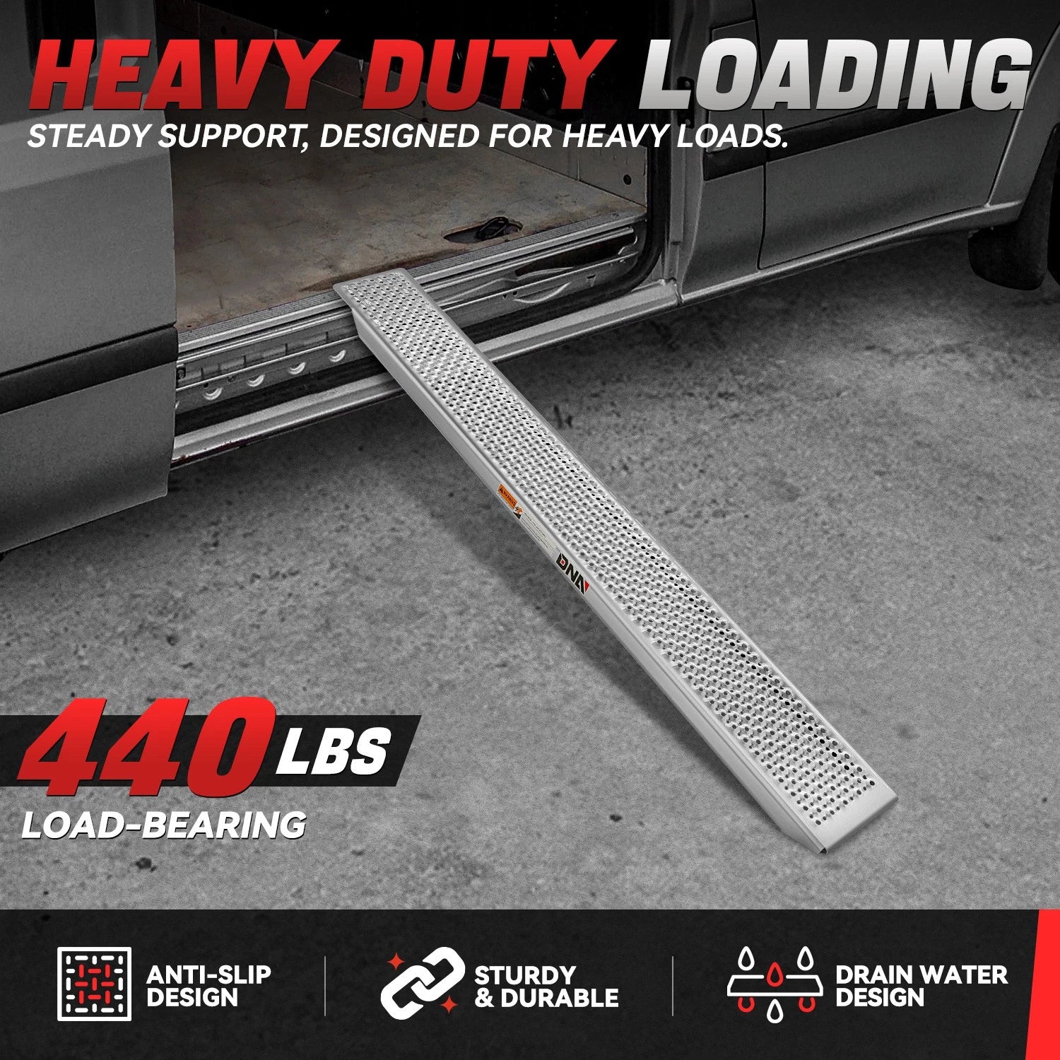 Aluminium Truck Ramp 79"L x 7.8"W x 1.9"H 440 lbs Capacity